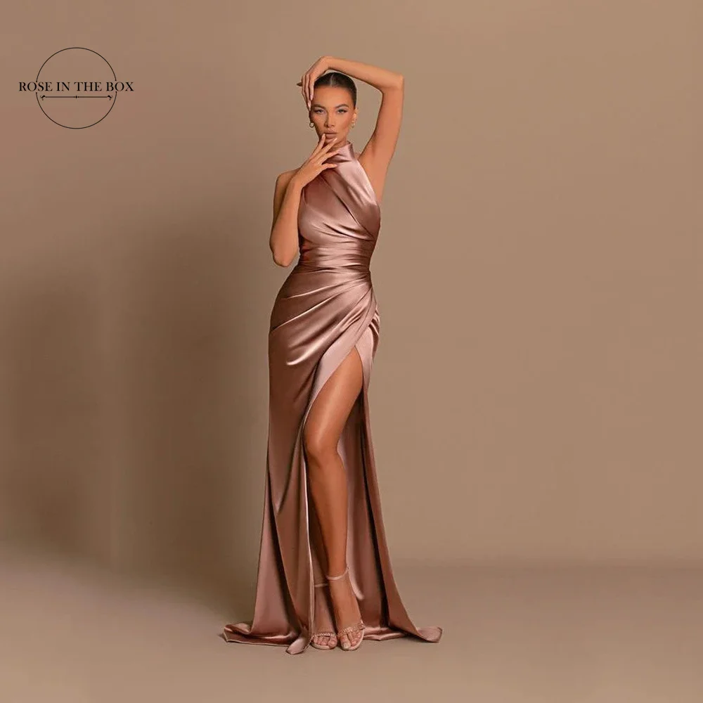 Robe de Rhsirène longue en satin plissé avec fente pour femme, élégante robe africaine à col haut, occasion formelle, soirée, quoi que ce soit pour