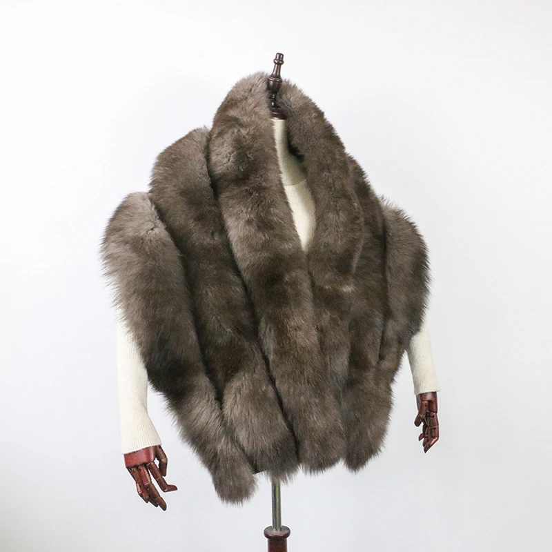 Real Fox Fur Shawl Poncho Women 2026 Luxury Elegant Wedding Bridal Formal Party Warm Winter Natural Fur Cape Coat