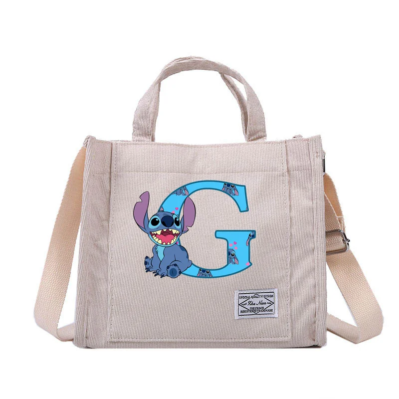 A-Z Disney Lilo & Stitch, tas tangan kapasitas besar wanita, tas Tote lipat kasual huruf Inggris 2024