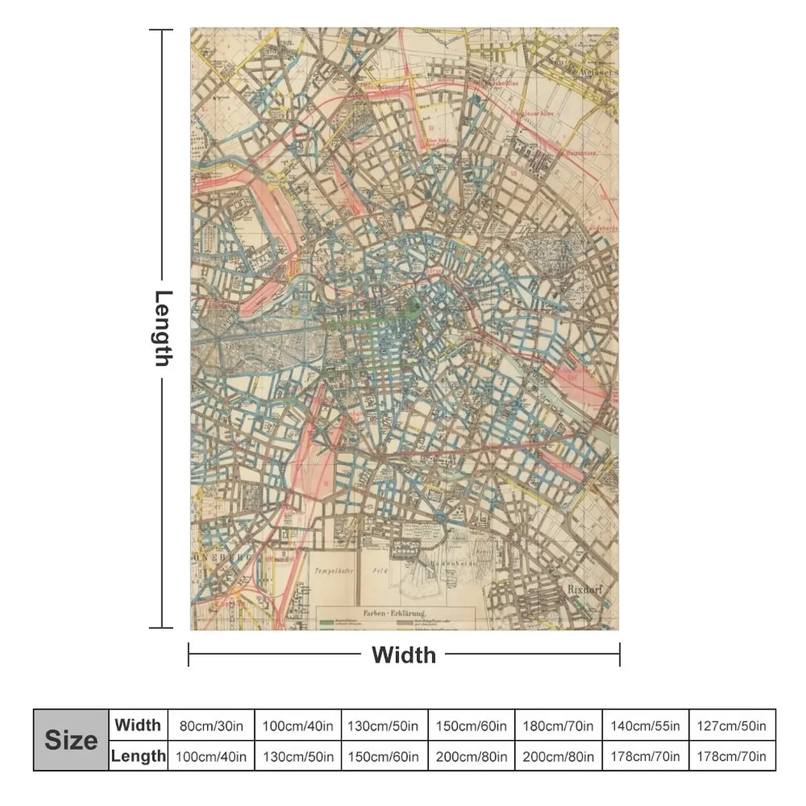 Vintage Map of Berlin Germany (1904) Throw Blanket Soft Beds Luxury Designer Blankets