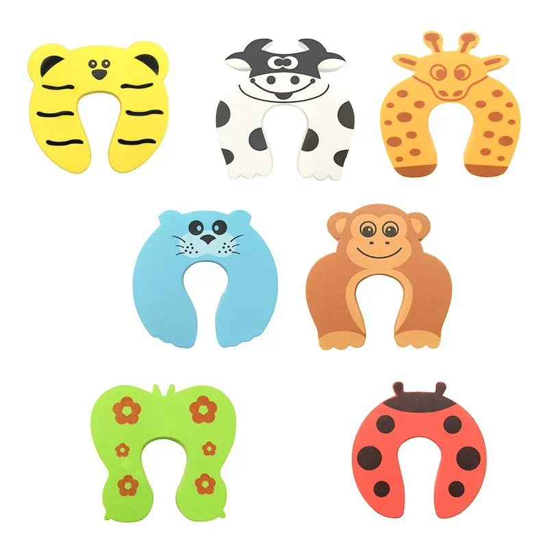 5Pcs/Lot  Baby Safety For Newborn Furniture Protection Card Door Stopper Security Cute Animal Care Child Lock Finger Protector