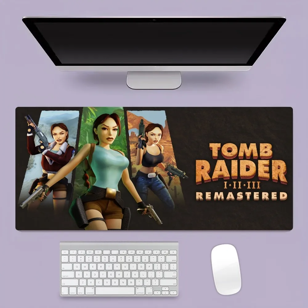 Game Tomb Raider Remastered Lara Mousepad Office Large Mouse Mat Keyboard Mats Rubber PC Computer Game Big Anti-slip Mice Mat