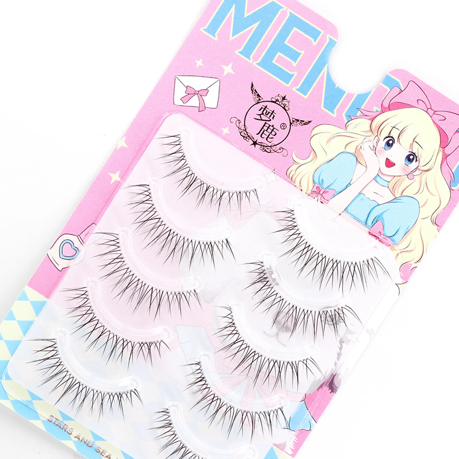 5 pares de cílios postiços finos de tira completa boneca olho natural asiático cílios postiços para trabalho aniversários festas e viagens namoro