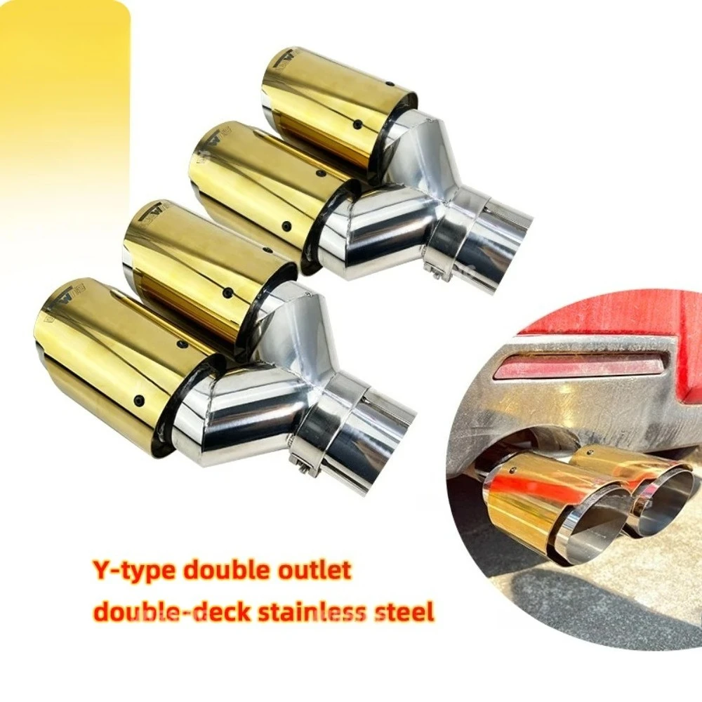 Punta  escape  doble salida, punta  silenciador, actualización Universal, tubos  acero inoxidable dorados, accesorios pa