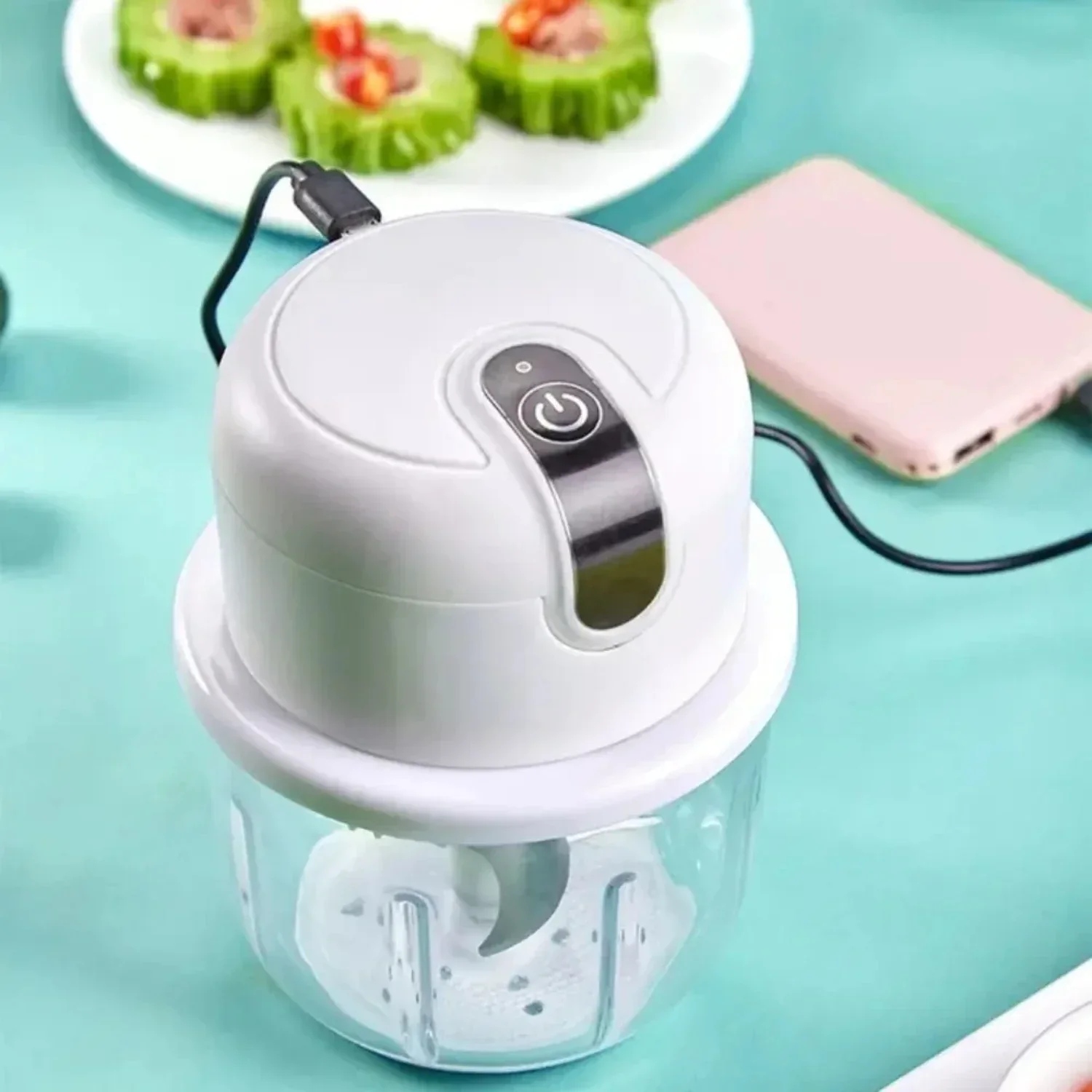 Carregamento USB Portátil Multi-Function Mini Moedor de Alho e Carne, Chopper Vegetal, Conveniente Multifuncional Masher Machine