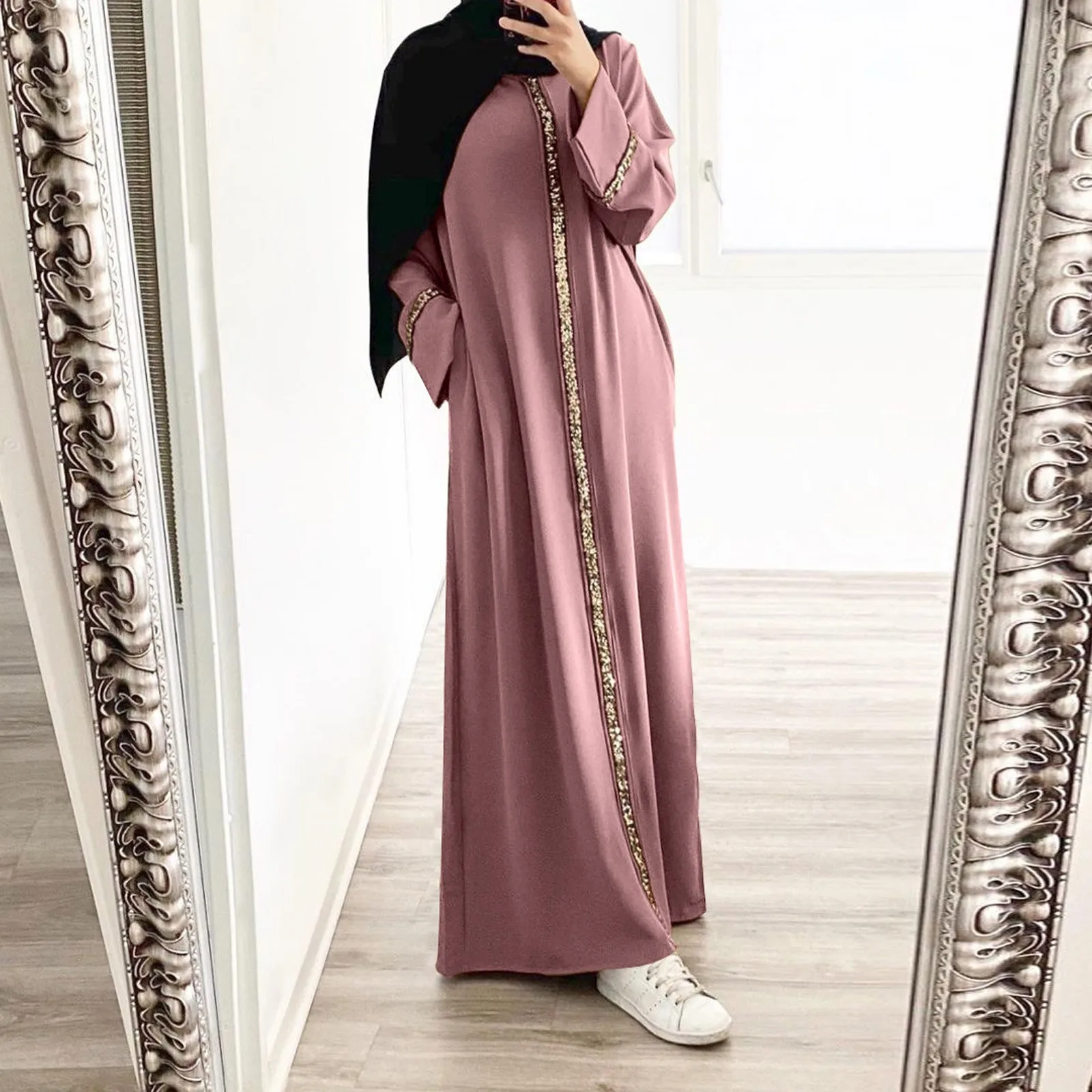 

Women Muslim Long Dress Sequin Kaftan Robes Malaysia Dubai Arab Islam Abaya Islamic Clothing Caftan Elegant Splice Maxi Dresses