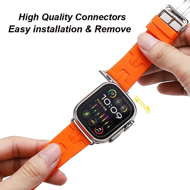 مع شعار الكليم جولة واحدة سيليكون الفرقة أبل حزام ساعة اليد 46 مللي متر 42 مللي متر حزام ل Iwatch 10 9 8 الترا 49 مللي متر 40/45 مللي متر 38 مللي متر حزام الساعات