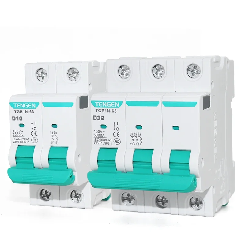 Suitable for 2P single-phase 3P three-phase 380V power circuit breaker for D-type air switch TGB1N-63 motor