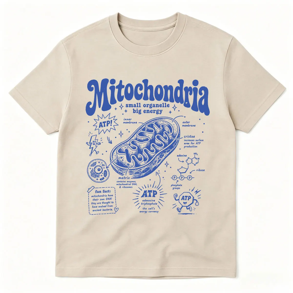 Mitochondria Small Organelle Big Energy ATP Science T-shirt Cell Biology Shirt Biology Lover Gift T-shirts Men's Women T Shirts