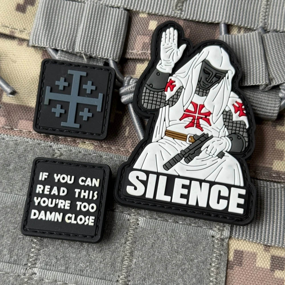 3D PVC Morale Tactical Patch Kreuzritter Tempelritter Abzeichen Klettverschluss Lustiges Warnschild Emblem für Kleidung Rucksack Jacke