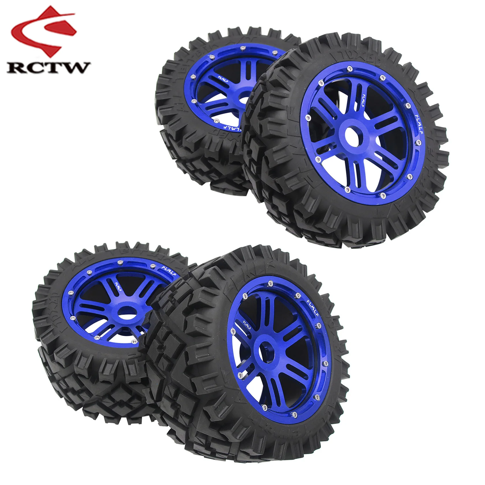 Front or Rear All Terrain Wheel Tire or Wheel Hub & Beadlock Ring Kit for 1/5 RC HPI ROFUN BAHA KM ROVAN BAJA 5B SS Truak Parts