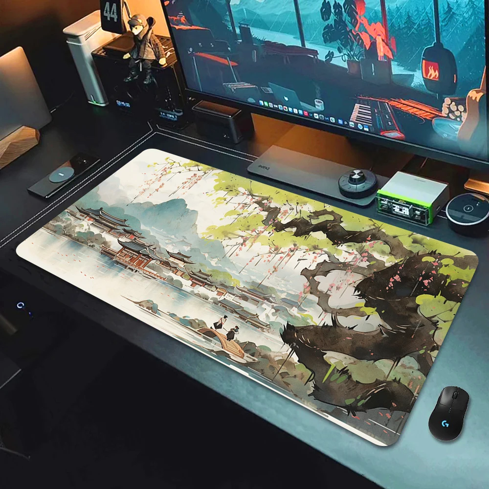 XXL Pink Cherry Blossom Flower Mouse Pad Large Sakura Mousepad Gaming Accessories Keyboard Carpet Floral Desk Mat 90x40 Deskmat