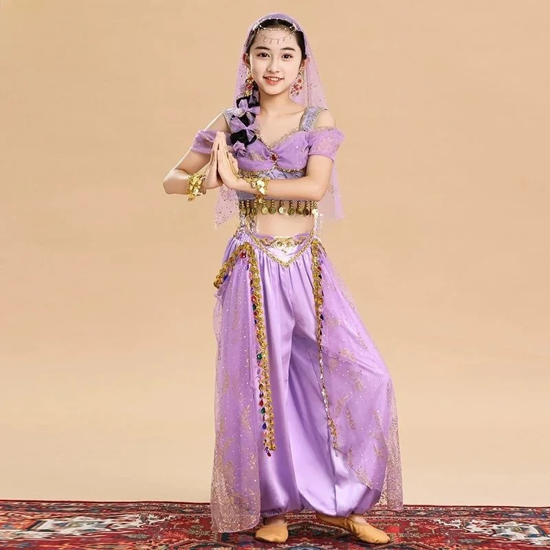Strój Księżniczki Jasmine na Halloween dla dzieci, kostium do tańca bollywoodzkiego, spodnie, zestaw, przebranie na festiwal, imprezę, cosplay