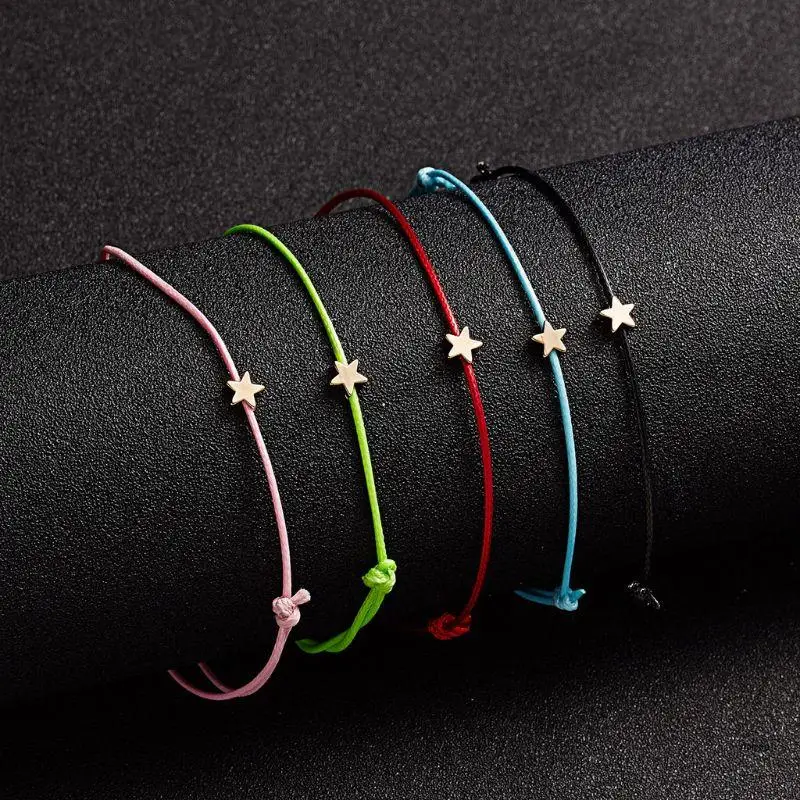 Exquisite Adjustable Wax Rope Bracelet for Wish Card Star Charm Bracelets Decor