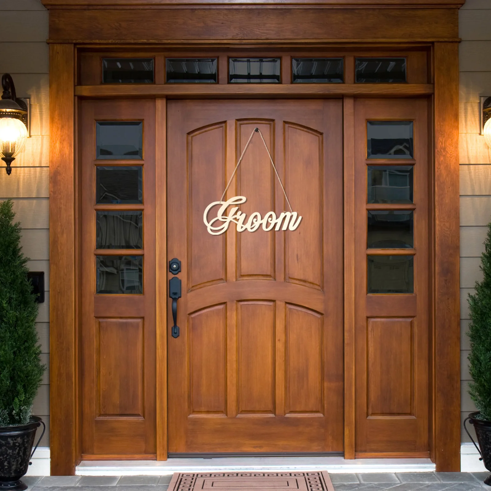 2 قطعة العروس العريس علامة خشبية الزفاف معلقة حلية لباب جدار مدخل الطرف الديكور مقهى المنزل استخدام علامات الزفاف #6