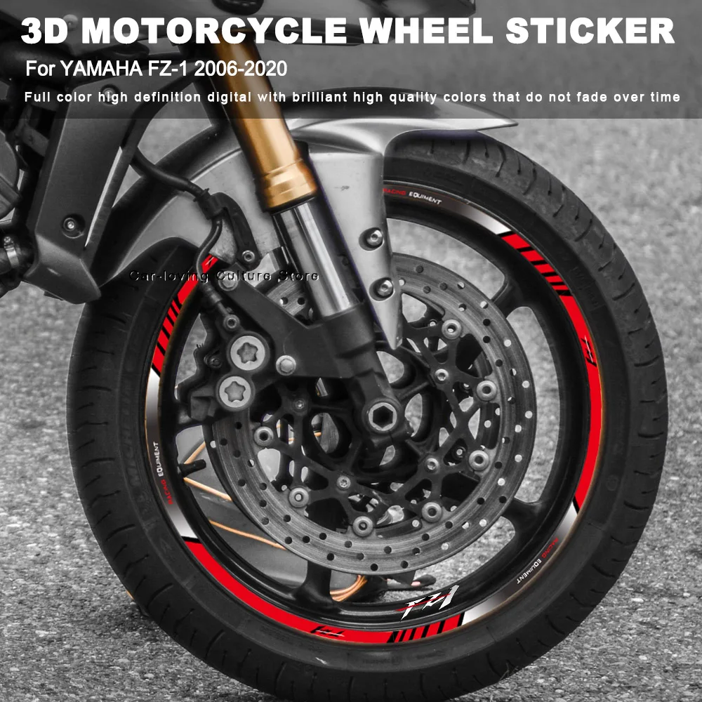 

Waterproof Protective Sticker Motorcycle 17 inches Wheel Stickers 3D Epoxy Resin Sticker For YAMAHA FZ-1 2006-2020