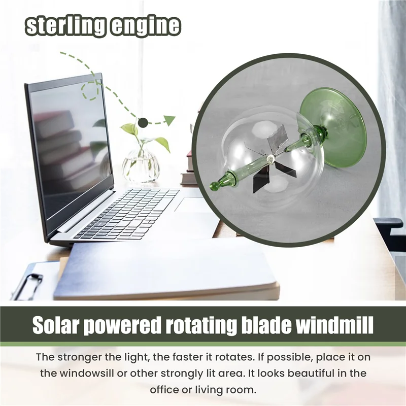 A66K-Green مقياس إشعاع الطاقة الشمسية Crookes الطاقة الشمسية دوارات الغزل طاحونة هدية مكتب منزلي الديكور
