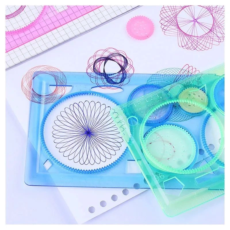 Geometry Spirograph Drawing Stencils Set Painting Template Art Crafts Creative Kids Educational Toy Variety of Flowers Ruler