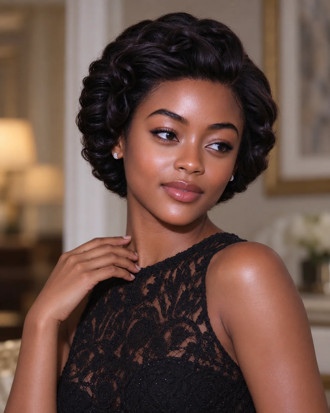 Elegant Loose Curly Wigs Short Pixie Cuts Wigs Deep Wave Curly Bob Wig 13x4 Transparent Lace Closure Wigs 200% Density Remy Human Hair Wig For Women