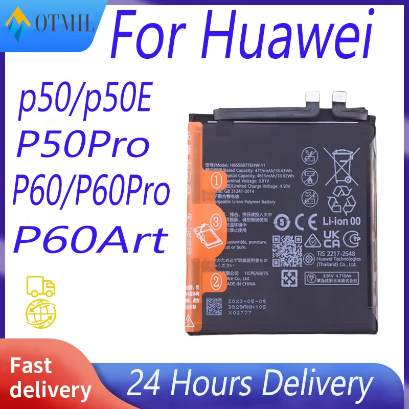 

100% brand new Orginal HB436486ECW 4000mAh Replacement Battery For Huawei p50 p50E P50Pro P60 P60Pro P60Art Batteries +Tools