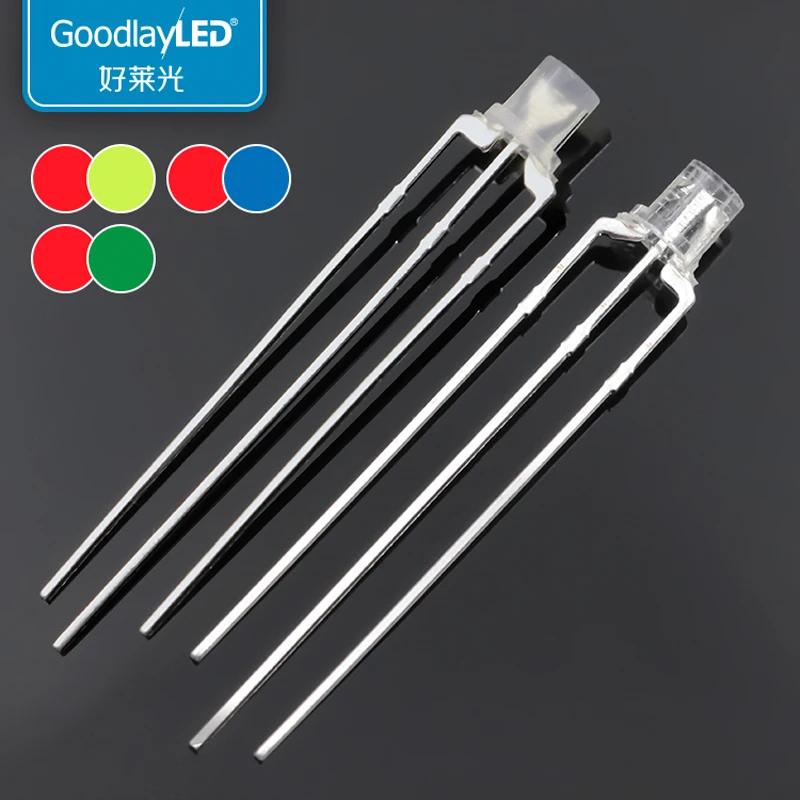 

1000 шт., 3 мм, двойной цвет, с плоской головкой, прозрачный туман, прямой штекер, лампы, бусины, общий анод и катод, высокая яркость