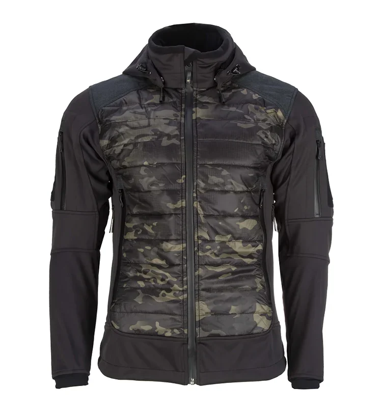 Chaqueta militar de concha suave para hombre, abrigo grueso acolchado con múltiples bolsillos, desmontable, a prueba de viento, cálido, de tiburón