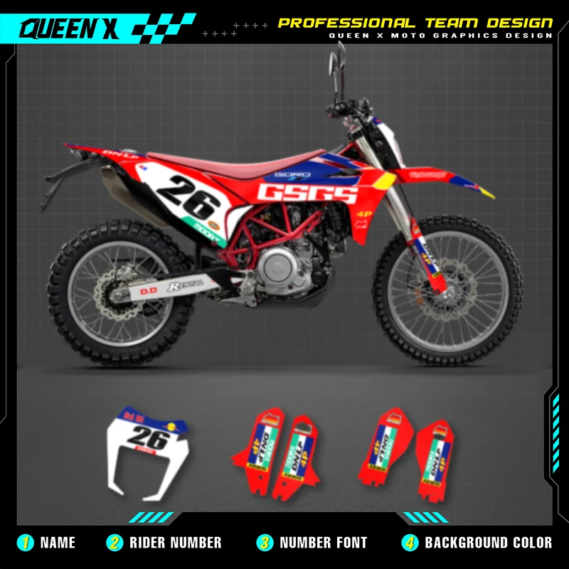 

Queen X MOTOR Custom Team Graphics Backgrounds Decals Stickers Kit For GASGAS GAS GAS 2022 2023 2024 SM 700 ES 700 005