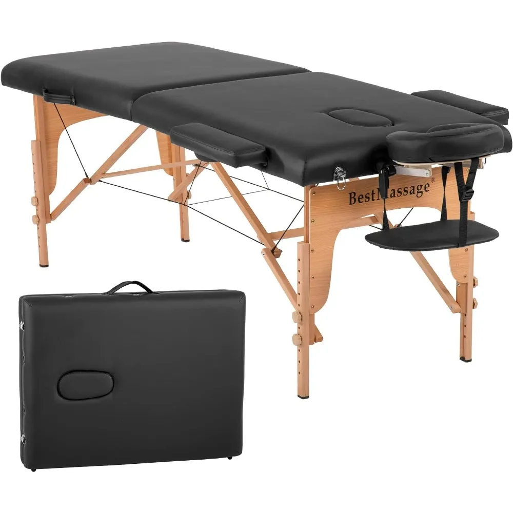 BestMassage Massage Table Fold Massage Bed Protable Lash Bed 28In Wide PU Spa Bed 2 Fold Heigh Adjustable Spa Table