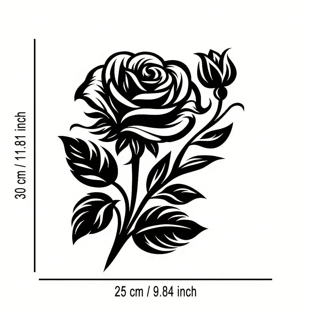 Black White Iron Wall Art, Rustproof Metal Flower Decor for Home Office Garden