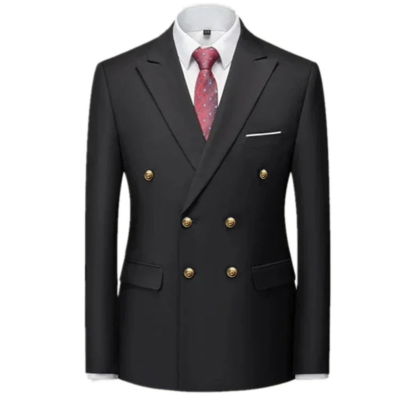 Jaqueta de terno Breasted duplo, Blazers Business High End, casaco casual, tecido elástico, estilo de fenda dupla, tamanho grande, M-6XL, 2022