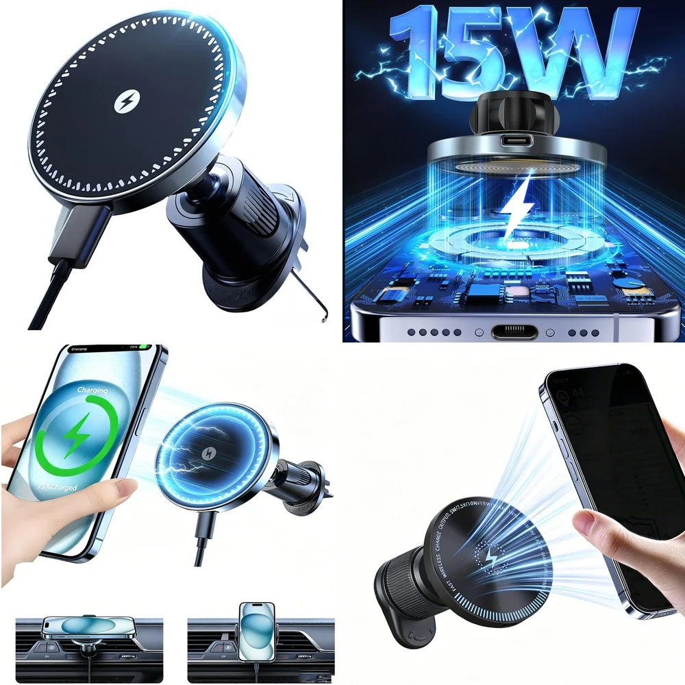 Electronics Products Hot 2026 Trend Magnetic Wireless Car Charger Air Vent Car Phone Holder Magnetic Consumer Chargers Adapters