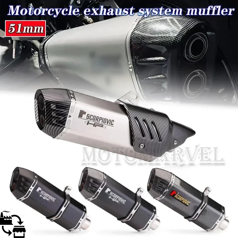 Slip on 51mm Motorcycle Exhaust System Muffler Modified Tube Middle Connection for Z400 Z900 MT07 S100RR  2017 18 19 2020 Years