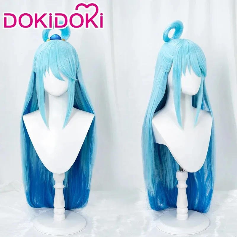 IN MAGAZZINO Parrucca Aquaa Parrucca Cosplay Anime DokiDoki Aquaa Costplay Donne Lunghi Capelli Blu Alta Resistente Al Calore Protezione Della Parrucca Gratuita