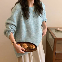 Chaqueta Mujer 2024 Korean New Sweater Women O Neck Solid Long Sleeves Ladies Knitwear Loose Casual Thick Warm Pullover X626