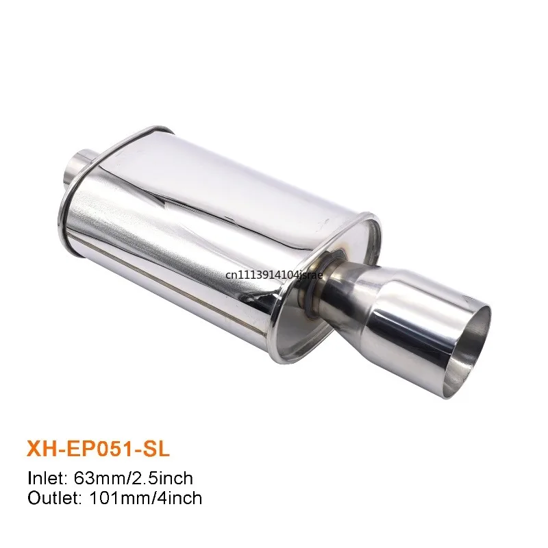 Stainless Steel Car Exhaust Muffler, Flat / Loud Straight‑Through Modified Exhaust With Exhaust Tip Single Dual Outlet