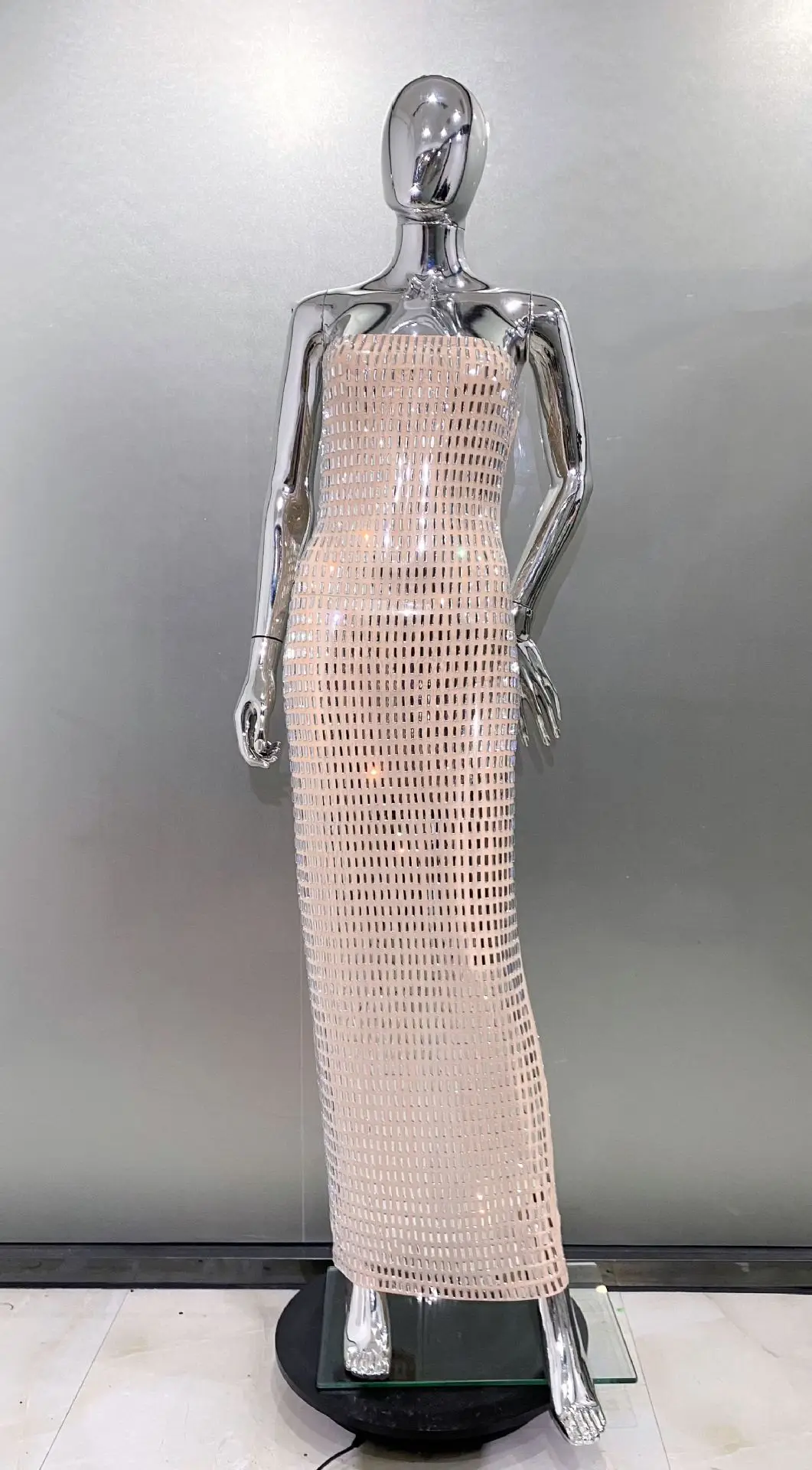 2025nova chegada verão novo brilhante strass sexy pura malha vestido sem alças elegante socialite vestido de festa