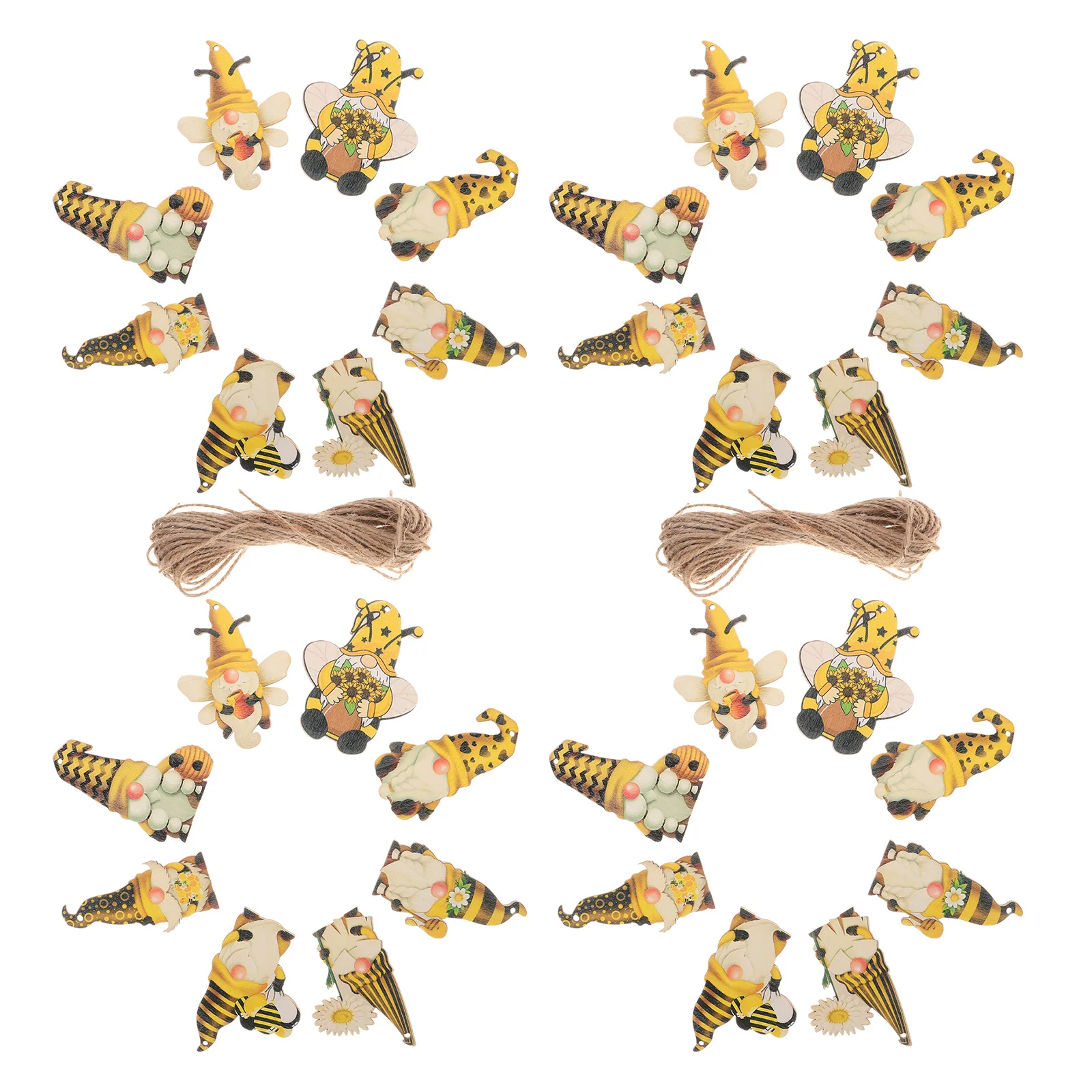

40 PCS Sunflower Pendant Christmas Accessories Tree Ornaments Car Interior Decoration Summer Art Wood Gnome Decorations Gnomes
