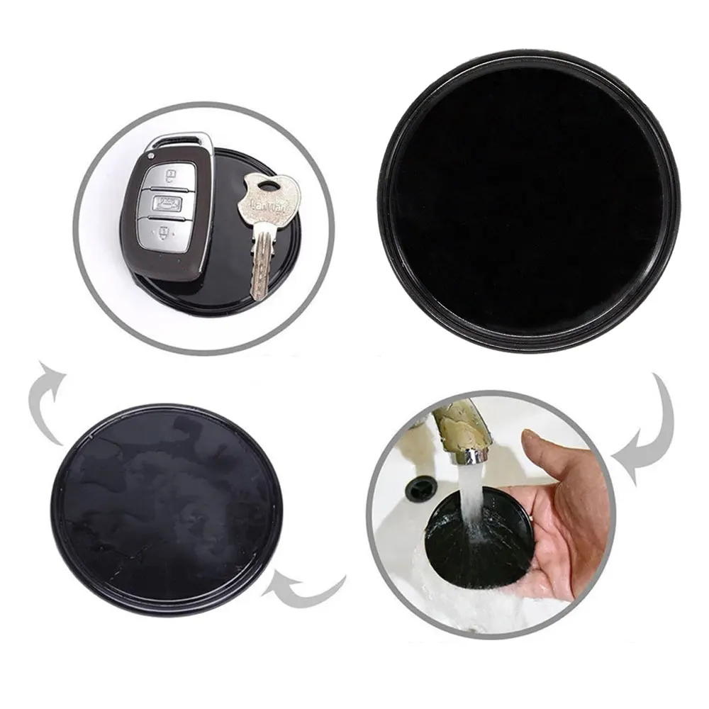 1pc Universal Car Circular Fixed Pad Car Dashboard Non-slip Mat Black Car Phone Suction Cup Holder Auto Interior Accessories