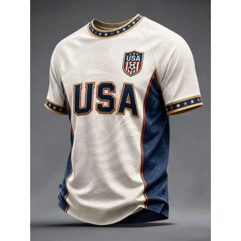USA Bald Eagle Patriotic T-Shirt, 3D Print Short Sleeve Tee,Retro Eagle Graphic Casual Top for Independence Day & National Pride
