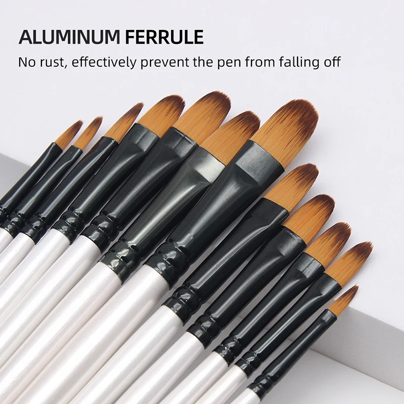 

12pcs Paint Brushes Set Professional Paint Brush Round Pointed Tip Nylon Hair Acrylic Brush for Acrylic Watercolor Oil Painting