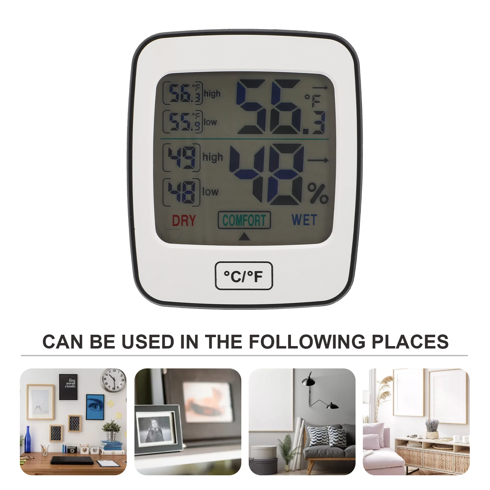 

1pc 【】Digital Hygrometer Thermometer Indoor High Accuracy Temperature Humidity Monitor Large Screen Durable Home Thermometer For