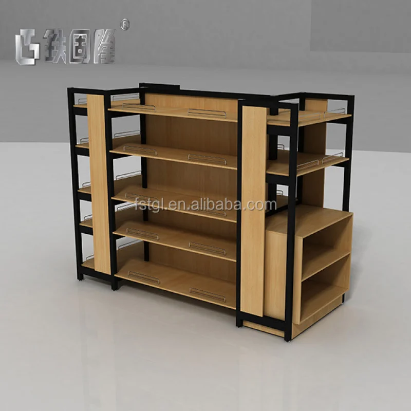 [Customized]Morden Commercial Shelf Double-sided Wooden Display Rack and Stand Equipment Shop/supermarket/Retail Store