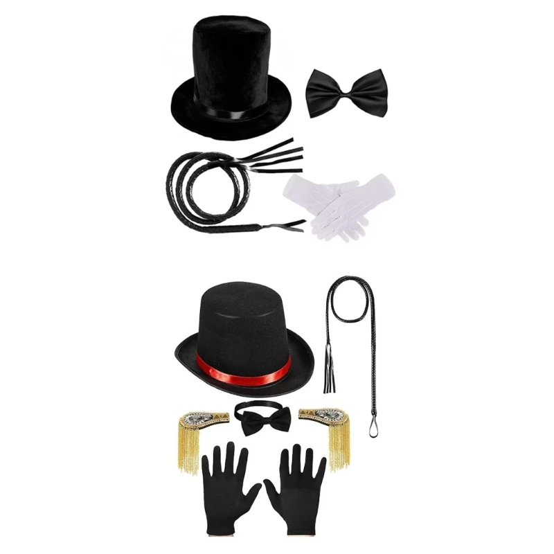 DXAE Adult Costume Set with Tall Hat Tie Gloves for Theme Photo Use