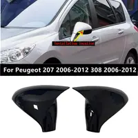 Para Peugeot 207 2006-2014 308 2006-2013 pegatina de coche cubierta de espejo retrovisor lateral tapa de ala funda Exterior embellecedora carcasa de carbono