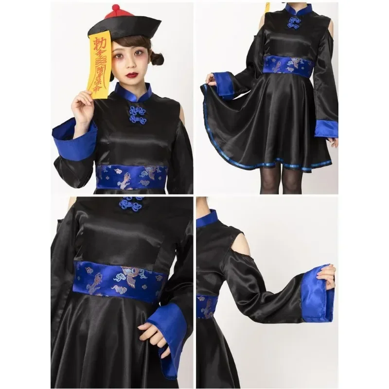 Print Halloween Cos Zombie Clothing Dress Zombie Vampire Chinese Vintage Halloween Costumes for Women