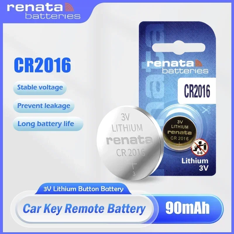 Original RENATA CR2016 CR 2016 3V Lithium Battery DL2016 ECR2016 For Toy Car Key Watch Motherboard Scale Button Coin Cell