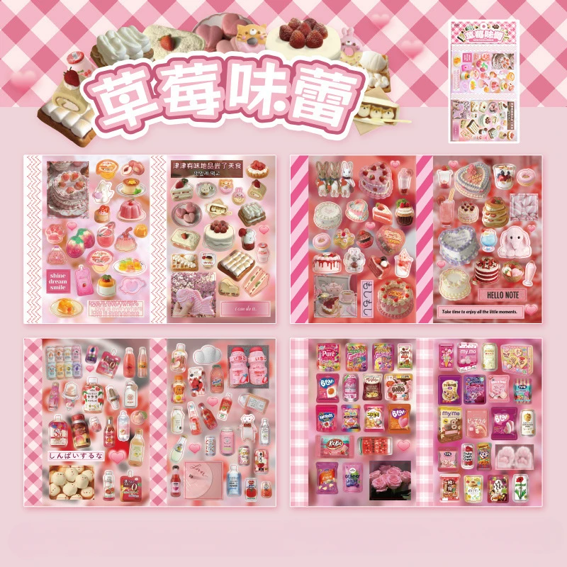 4pc/conjunto japonês y2k adesivo de scrapbook fofo