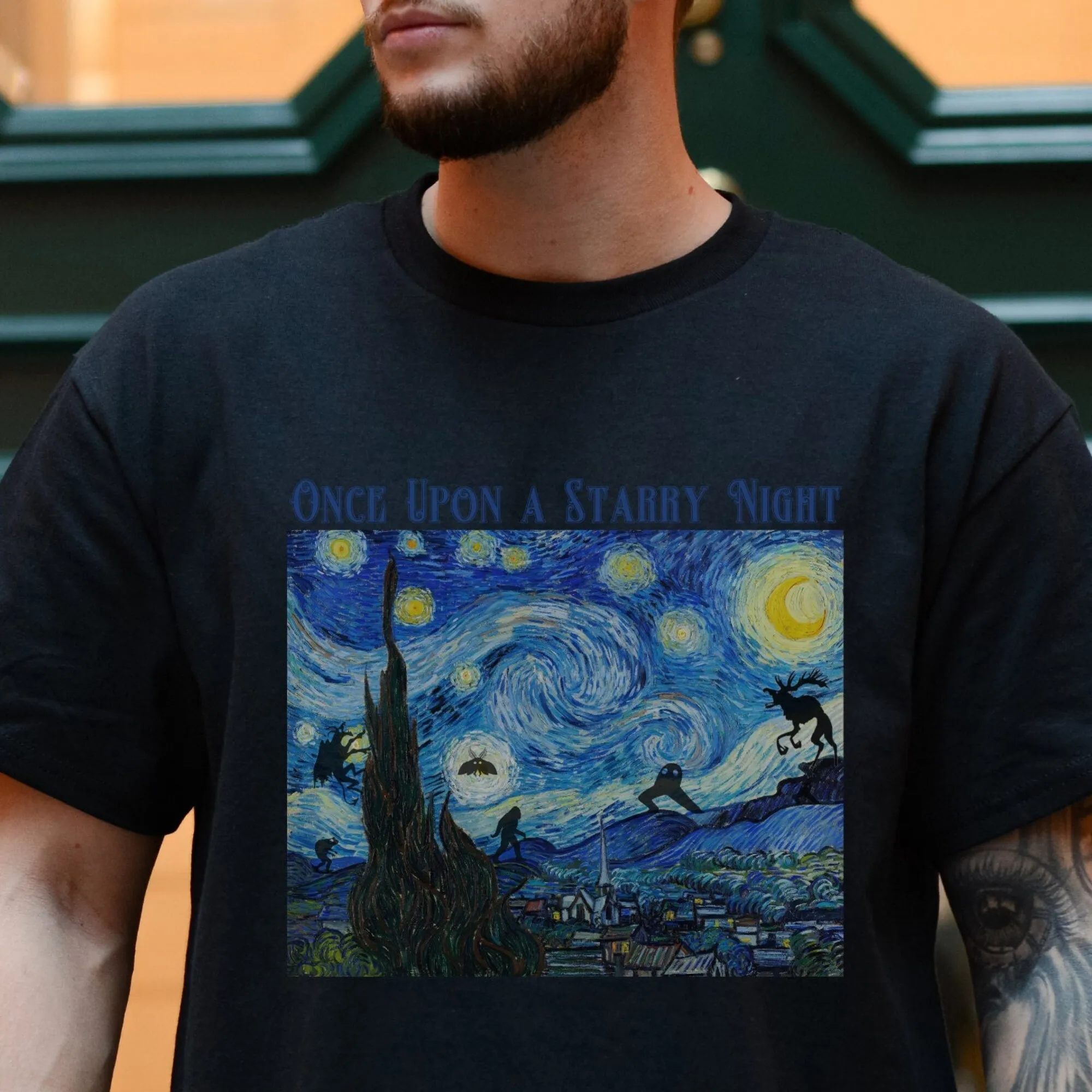 Starry Night Cryptids Comfort Colors T Shirt Cryptid Van Gogh Merch Cryptozoology