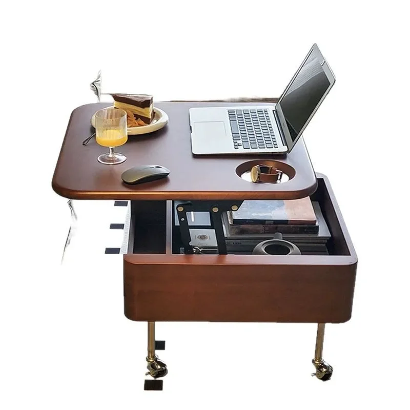 شقة منزلية عتيقة متعددة الوظائف، طاولة خشبية لغرفة المعيشة، طاولة صغيرة بحافة، طاولة رفع متحركة للقهوة #1