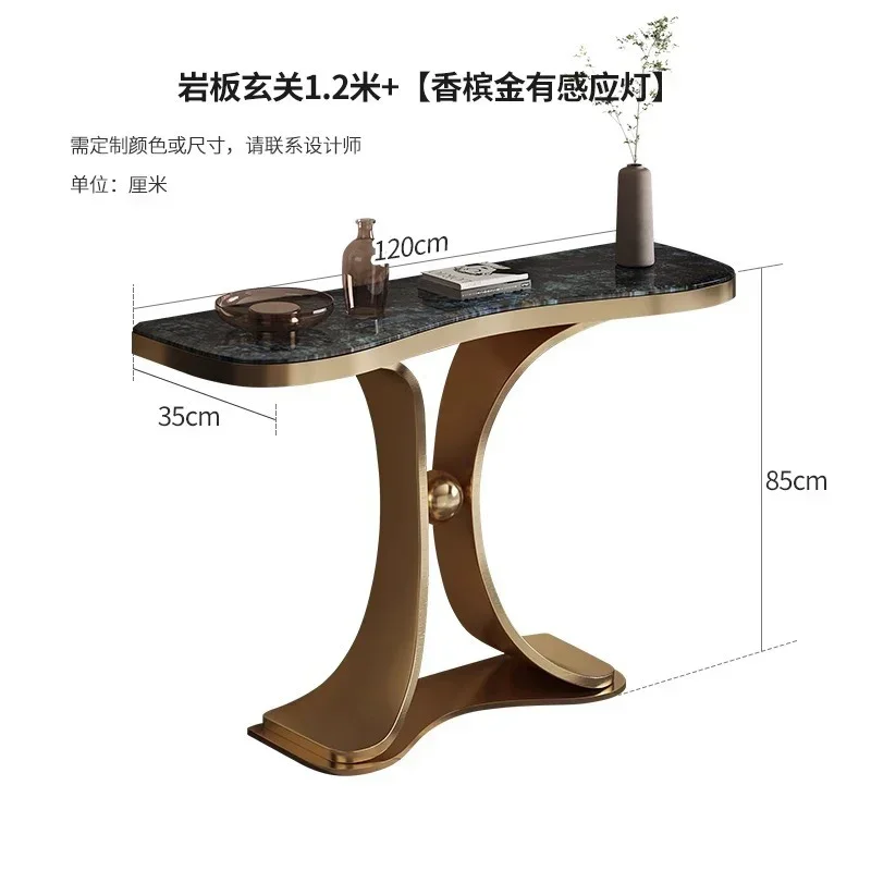 

Modern light luxury door cabinet stainless steel luxury stone end view table rack partition